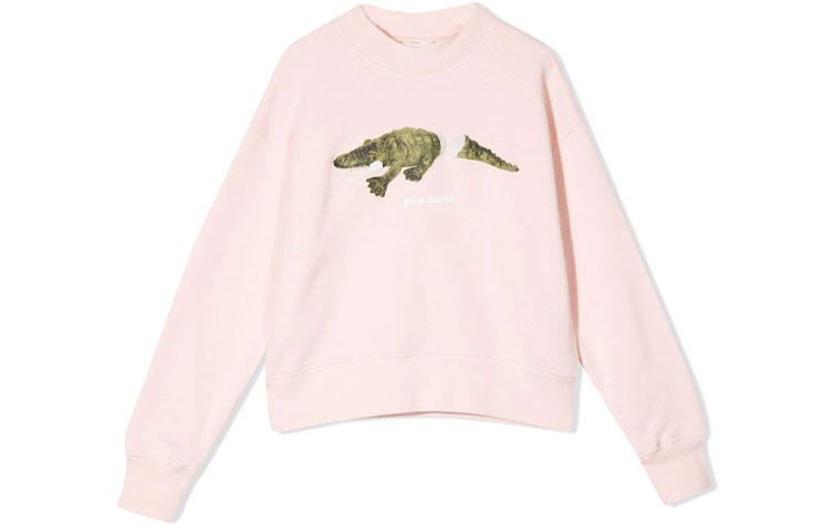 Palm Angels Kids SS22 Crocodile Print Long Sleeve Sweatshirt Pink PGBA002S22FLE0043055