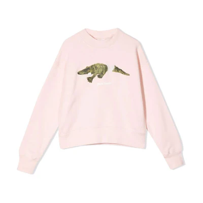 Palm Angels Kids SS22 Crocodile Print Long Sleeve Sweatshirt Pink PGBA002S22FLE0043055
