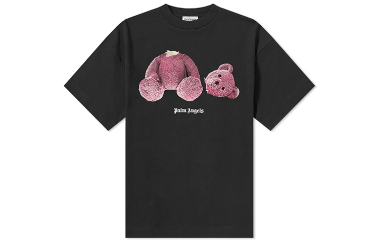 PALM ANGELS Kill The Bear Black Tee Purple Graphic Short Sleeve PMAA001F194130031028