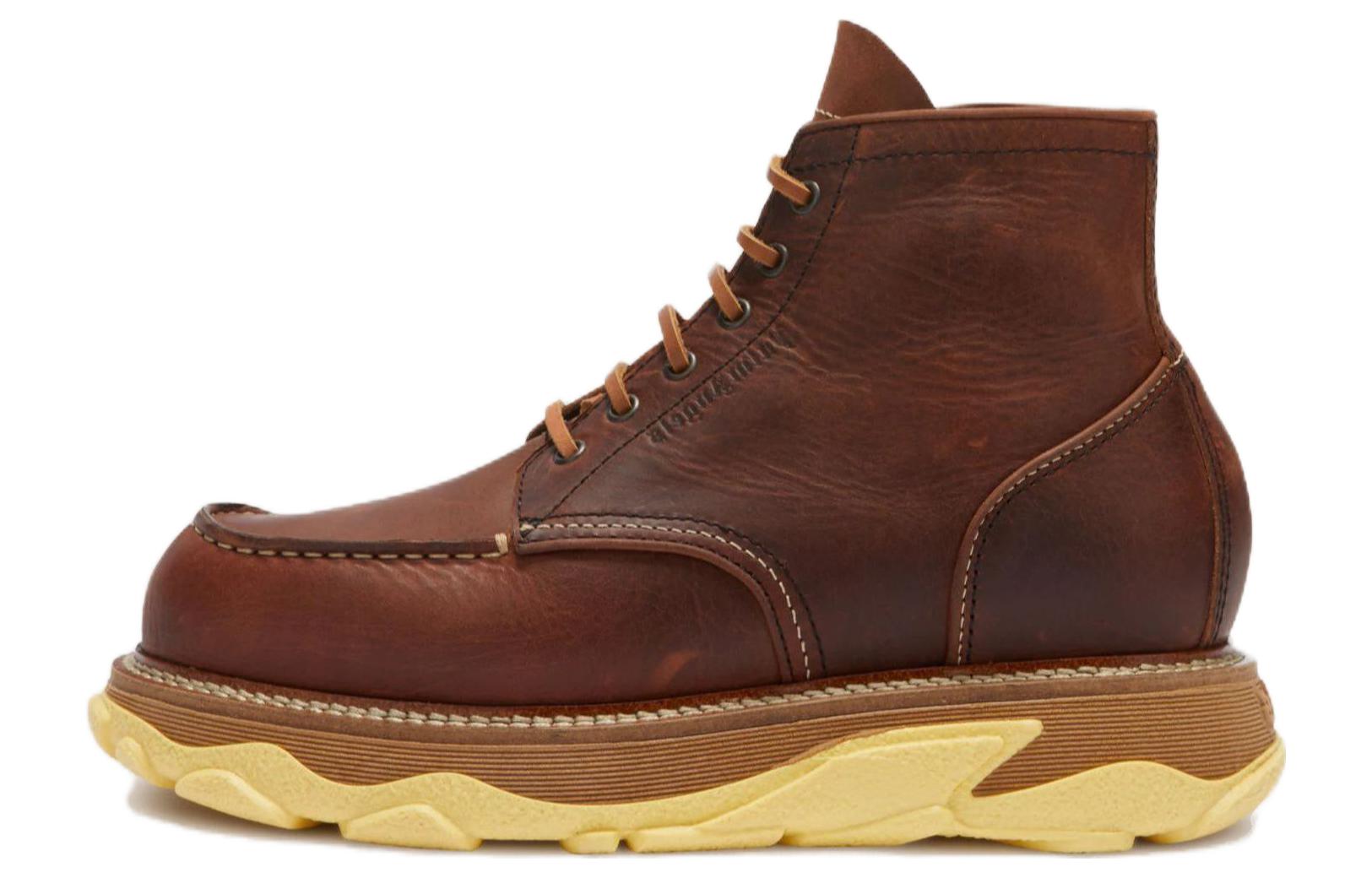 Palm Angels Leather Ankle Boots 'CMFT Strap Brown'