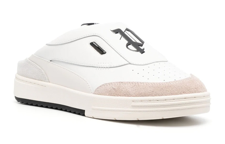 Order Palm Angels Sepatu Mule Kulit Flat Ujung Bulat 'Putih' PMIJ003S23LEA0010110