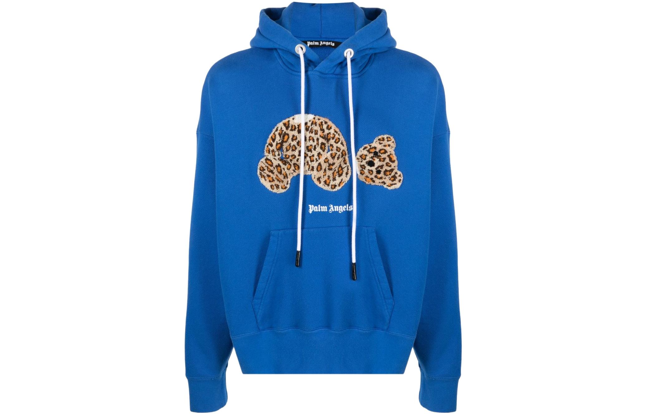Palm Angels Leopard Headless Bear Blue Hoodie Blue PMBB058S22FLE0084560