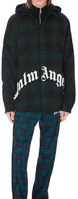 팜엔젤스 레터 로고 프린트 후드 셔츠 재킷 그린 가을 컬렉션 PMGA042E20FAB0015701 Sizing 팜엔젤스 레터 로고 프린트 후드 셔츠 재킷 그린 가을 컬렉션 PMGA042E20FAB0015701