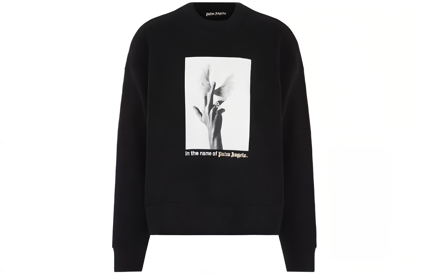 Palm Angels Letter Print Crewneck Long Sleeve Sweatshirt Black PMBA026F23FLE0031001