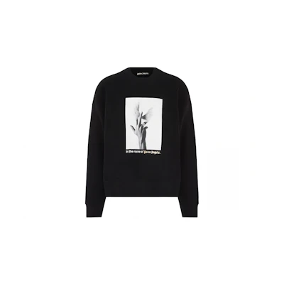 Palm Angels Letter Print Crewneck Long Sleeve Sweatshirt Black PMBA026F23FLE0031001