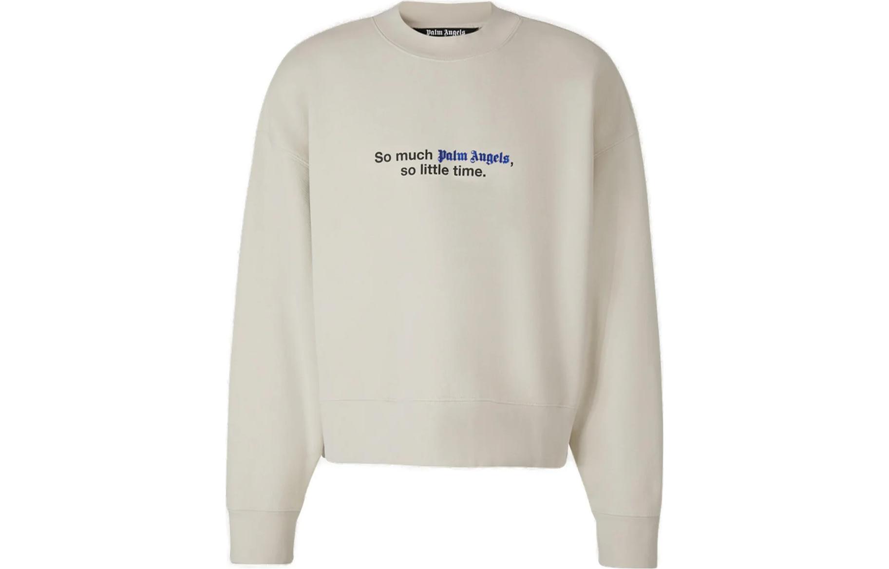 Palm Angels Letter Print Crewneck Sweatshirt Beige PMBA026F23FLE0010410