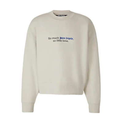 Palm Angels Letter Print Crewneck Sweatshirt Beige PMBA026F23FLE0010410