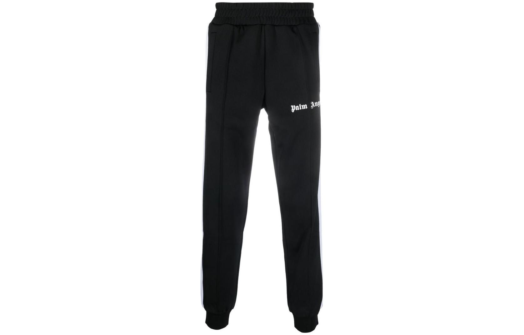 Order Palm Angels 字母印花松紧腰休闲裤 黑色 PMCJ002C99FAB0021001