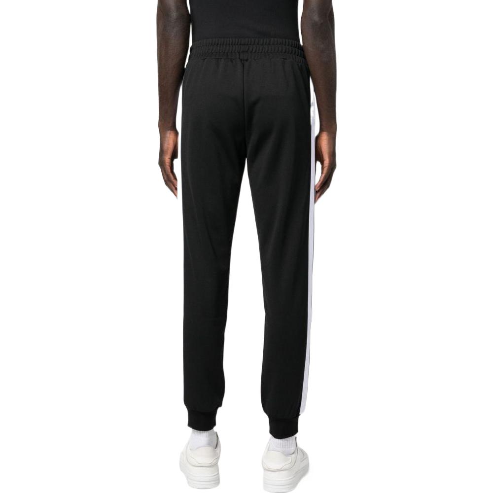 Shop Palm Angels 字母印花松紧腰休闲裤 黑色 PMCJ002C99FAB0021001