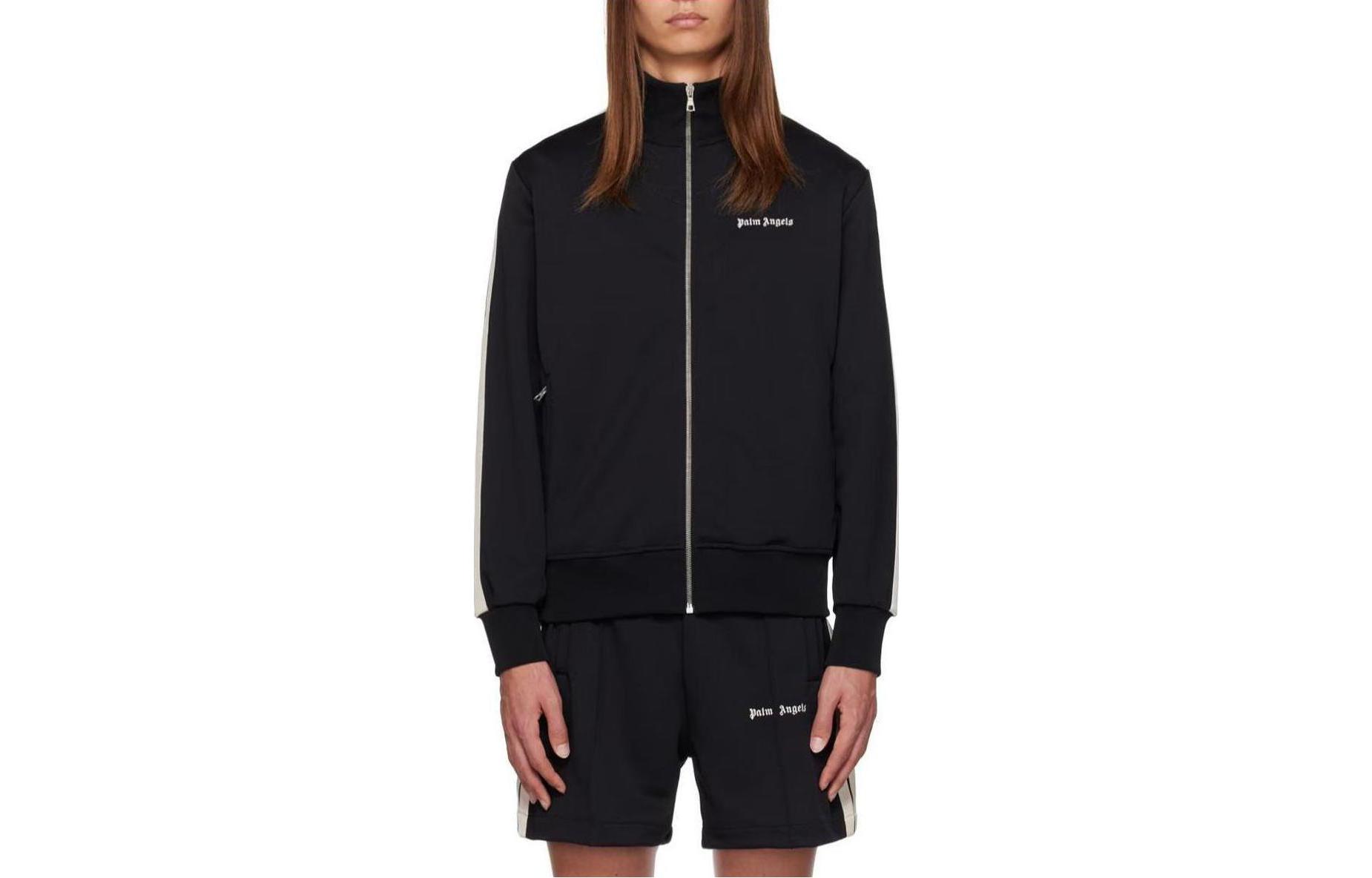 Palm Angels Letter Print Track Jacket Black Menswear PMBD061S24FAB0011003