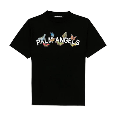 Palm Angels Logo Butterfly Crewneck T-Shirt Black. PMAA001S204130041001