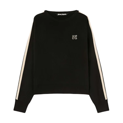 Palm Angels Logo Crewneck Sweater Long Sleeve Black. PMHE075F24KNI0011003
