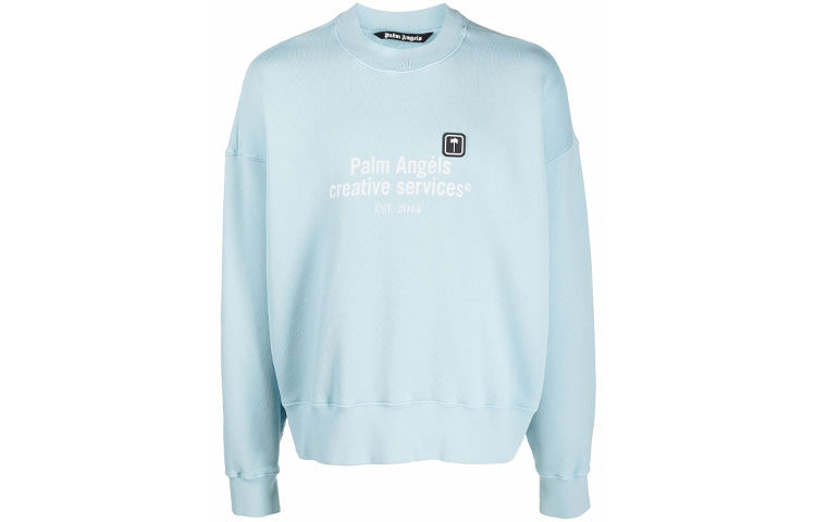 Palm Angels Logo Crewneck Sweatshirt Sky Blue - Fashion PMBA026F21FLE00543434343