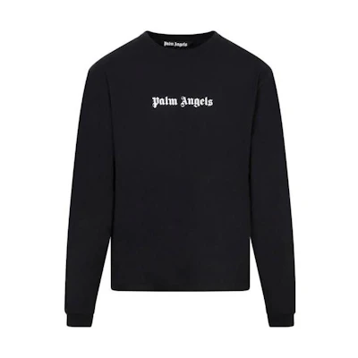 Palm Angels Logo Embroidered Crewneck Sweatshirt Black PMAB046F23JER002-1001