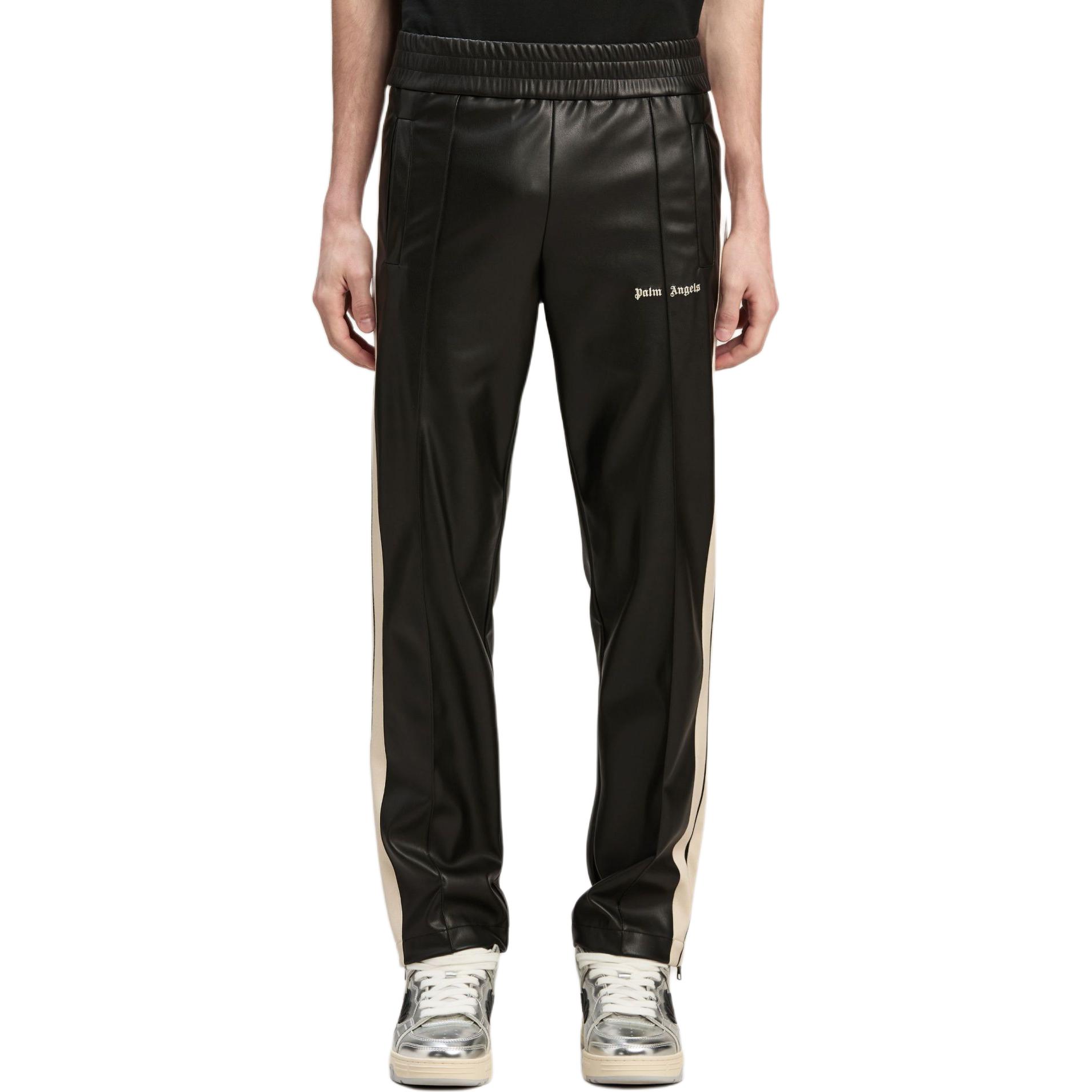 Lookbook Palm Angels Logo Embroidered Knit Track Pants Black PMCJ020F24FAB0011003