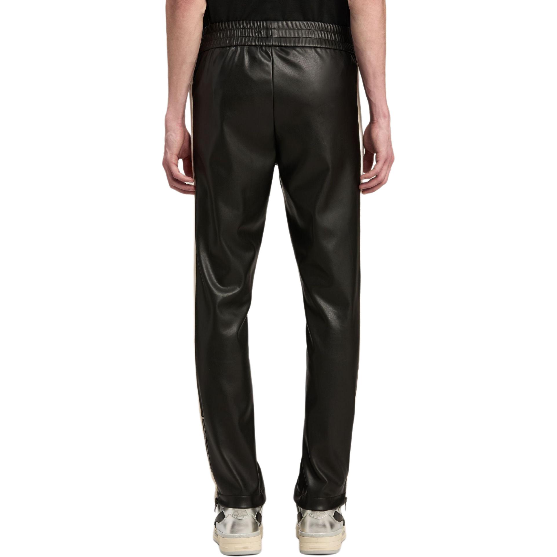 Shop Palm Angels Logo Embroidered Knit Track Pants Black PMCJ020F24FAB0011003