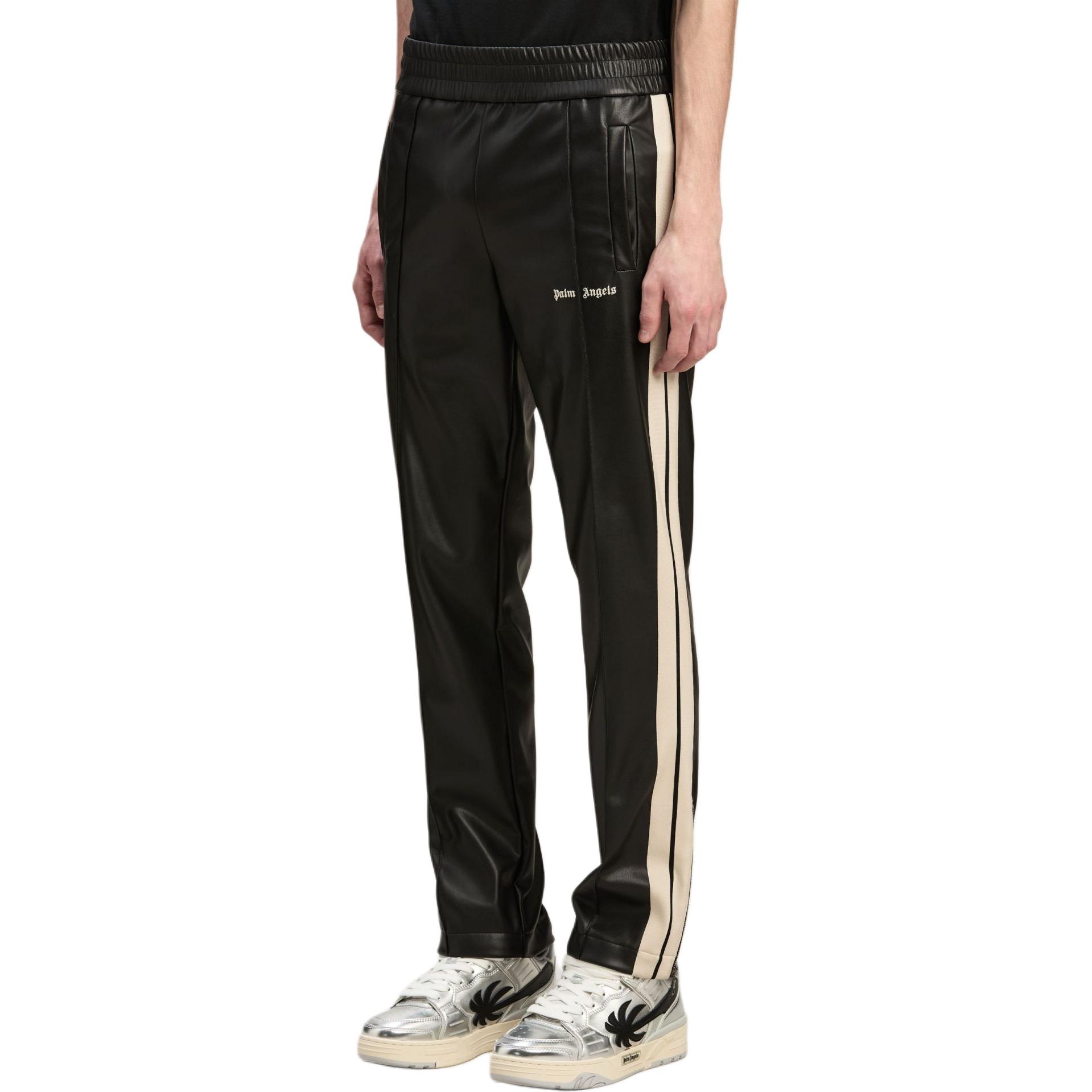 Purchase Palm Angels Logo Embroidered Knit Track Pants Black PMCJ020F24FAB0011003