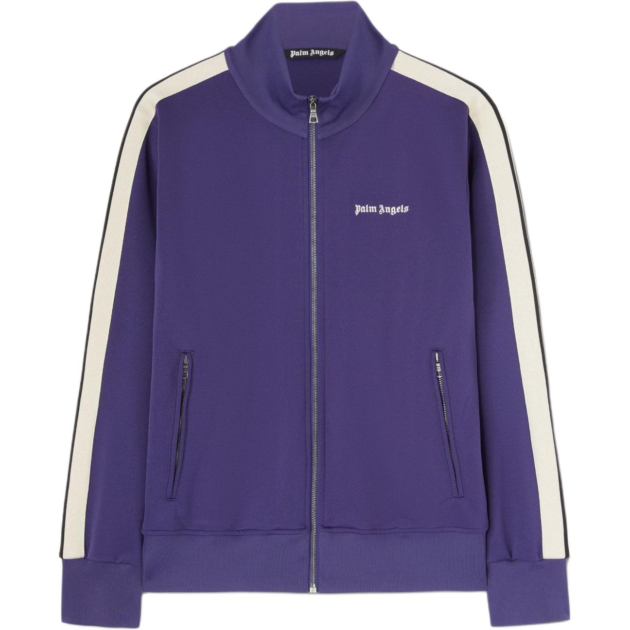 Palm Angels Logo Embroidered Zip Pocket Jacket Navy Blue  Outerwear. PMBD058C99FAB0014603