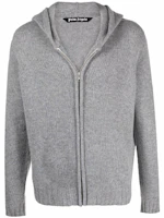 Palm Angels Logo Knit Zip Hoodie Jacket Grey PMHA045F21KNI0010901 Palm Angels Logo Knit Zip Hoodie Jacket Grey PMHA045F21KNI0010901