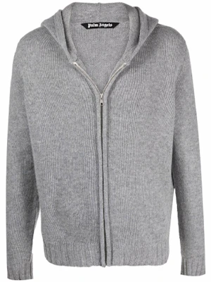 Palm Angels Logo Knit Zip Hoodie Jacket Grey PMHA045F21KNI0010901 Buy Palm Angels Logo Knit Zip Hoodie Jacket Grey PMHA045F21KNI0010901