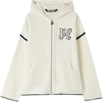 Palm Angels Logo Knit Zip Hoodie White PMHU008R24KNI0010310 Palm Angels Logo Knit Zip Hoodie White PMHU008R24KNI0010310