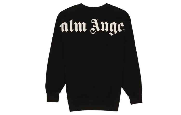 PALM ANGELS Logo Over Sweatshirt Mandarin Collar Black. PMBA021E194410021001