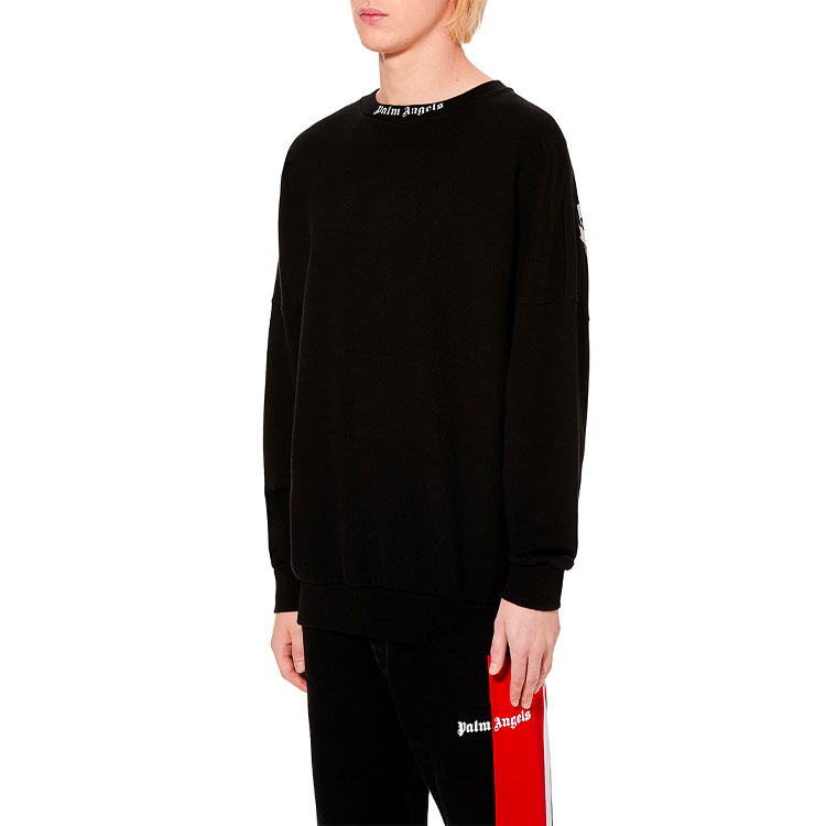 Details for パームエンジェルス ロゴ オーバースウェットシャツ マンダリンカラー ブラック PMBA021E194410021001