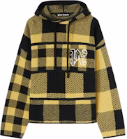 Palm Angels Logo Plaid Hooded Sweatshirt Yellow PMHU019F24KNI0011610 Palm Angels Logo Plaid Hooded Sweatshirt Yellow PMHU019F24KNI0011610