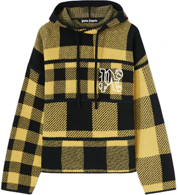 Palm Angels Logo Plaid Hooded Sweatshirt Yellow PMHU019F24KNI0011610 Buy Palm Angels Logo Plaid Hooded Sweatshirt Yellow PMHU019F24KNI0011610