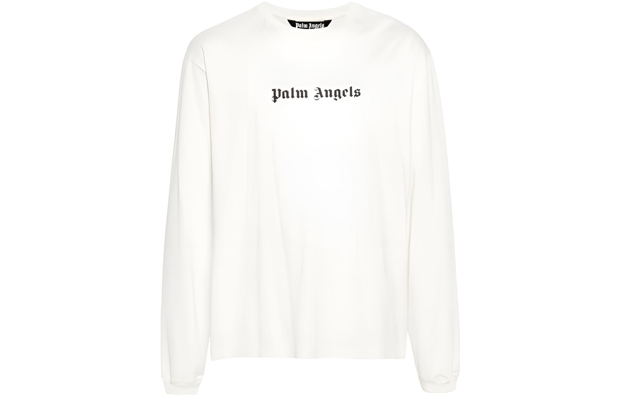 Palm Angels Logo Print Crewneck Long Sleeve Sweatshirt White PMAB046S24JER0010310