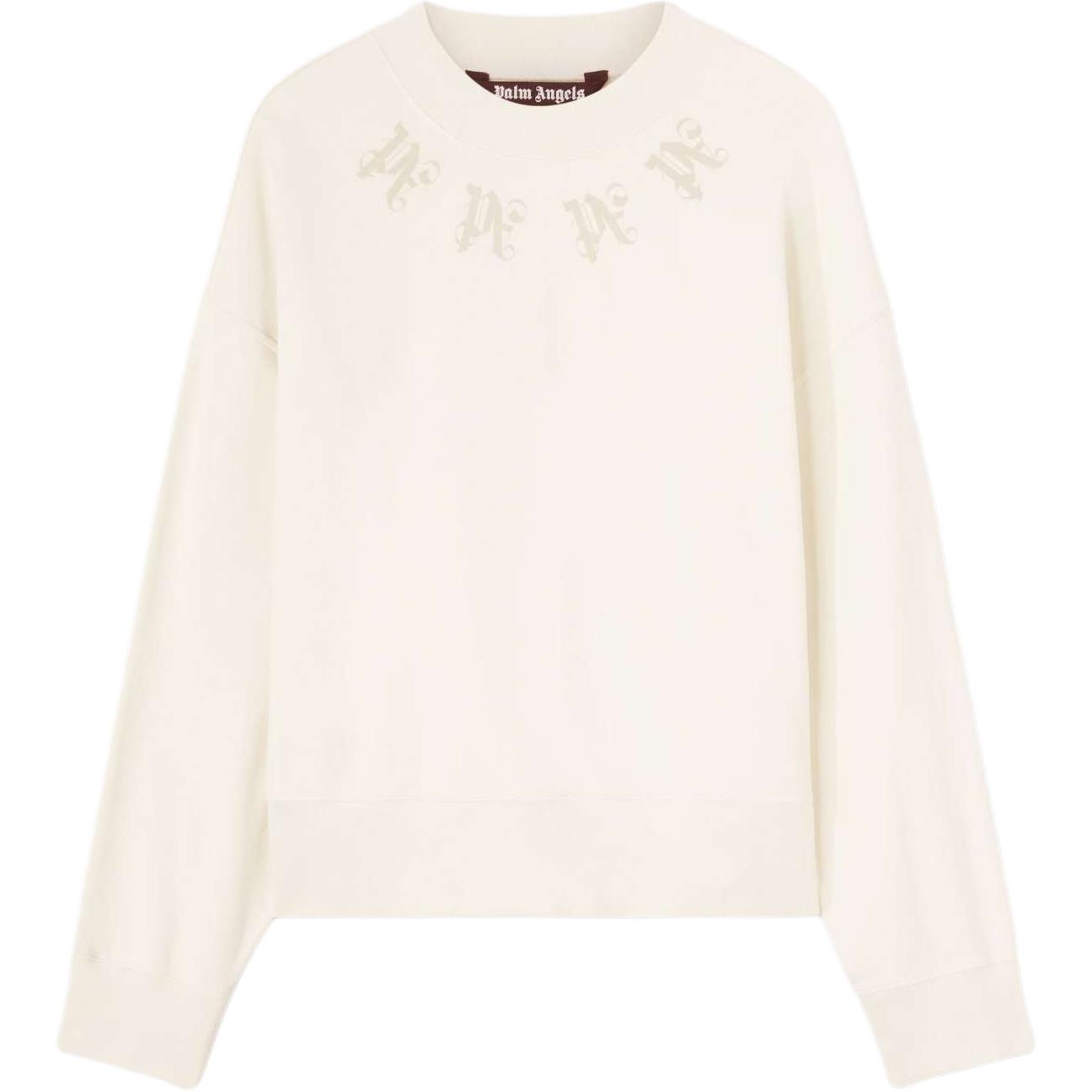 Palm Angels Logo Print Crewneck Long Sleeve Sweatshirt in Light Beige PMBA026F24FLE0046120