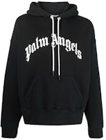 PALM ANGELS Logo Print Drawstring Hoodie - Black (). PMBB058C99FLE0031001 PALM ANGELS Logo Print Drawstring Hoodie - Black (). PMBB058C99FLE0031001