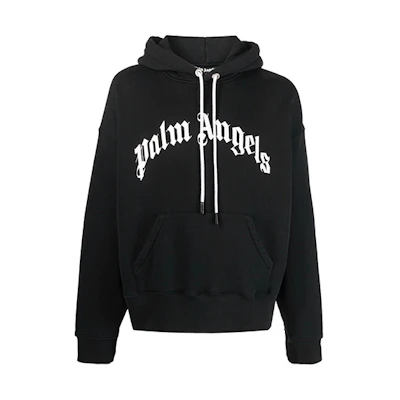 PALM ANGELS Logo Print Drawstring Hoodie - Black (). PMBB058C99FLE0031001