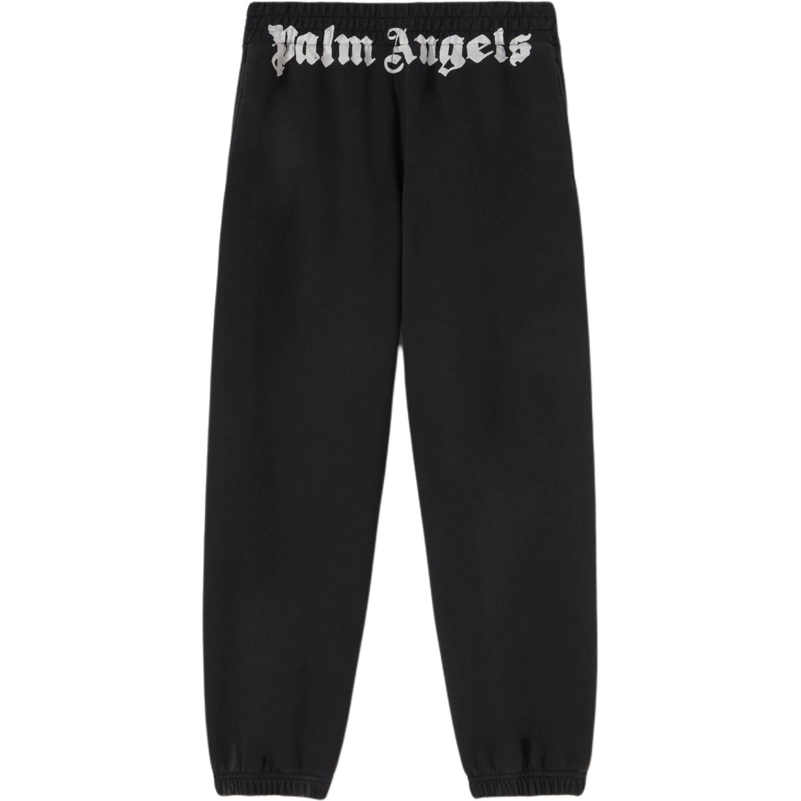 Palm Angels Logo Print Elastic Waist Casual Pants  Black PMCH013F24FLE0021003