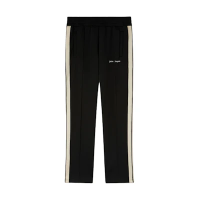 Palm Angels Logo Print Elastic Waist Casual Pants Men Black PMCJ020S24FAB0011003