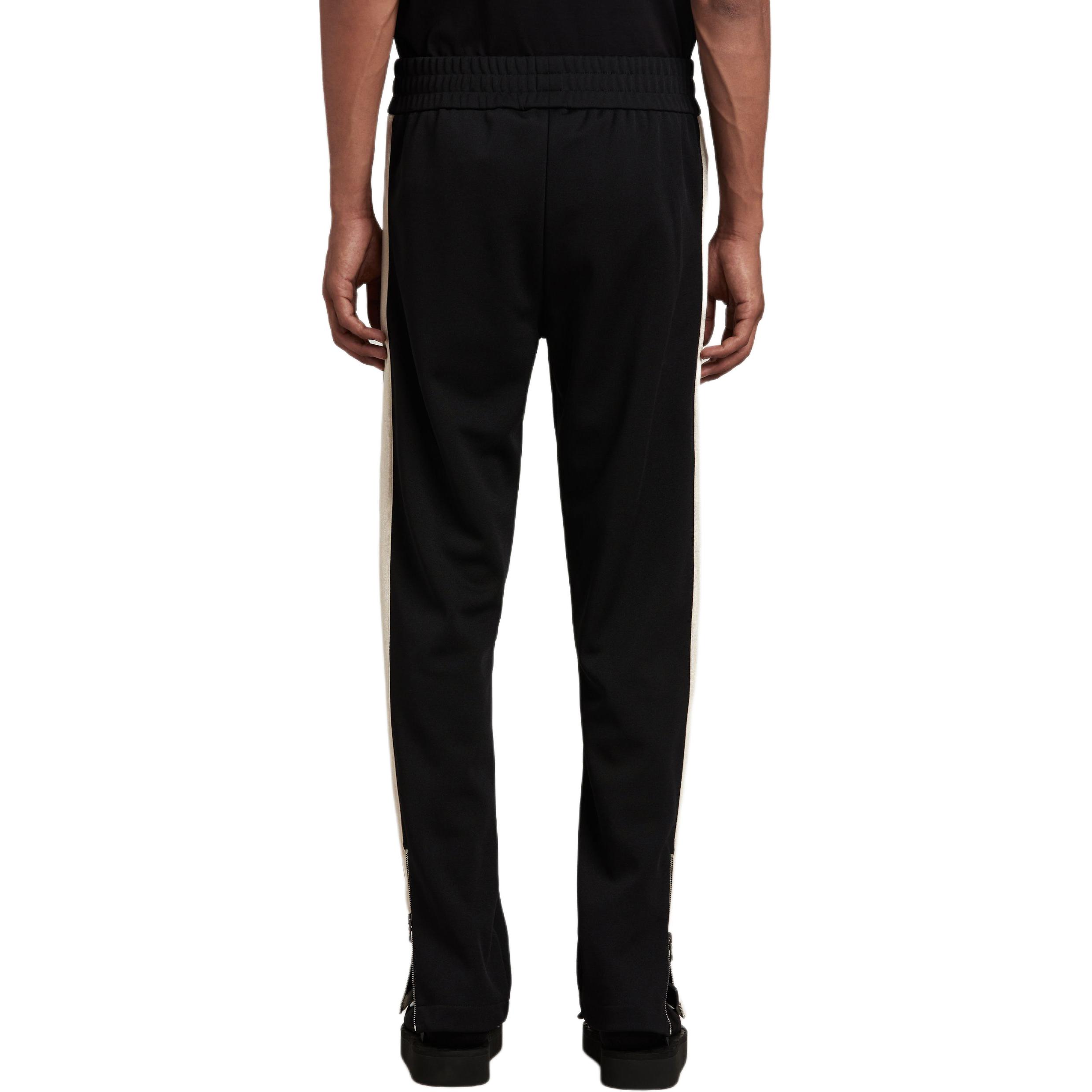 Shop Palm Angels Logo Print Elastic Waist Casual Pants Men Black PMCJ020S24FAB0011003