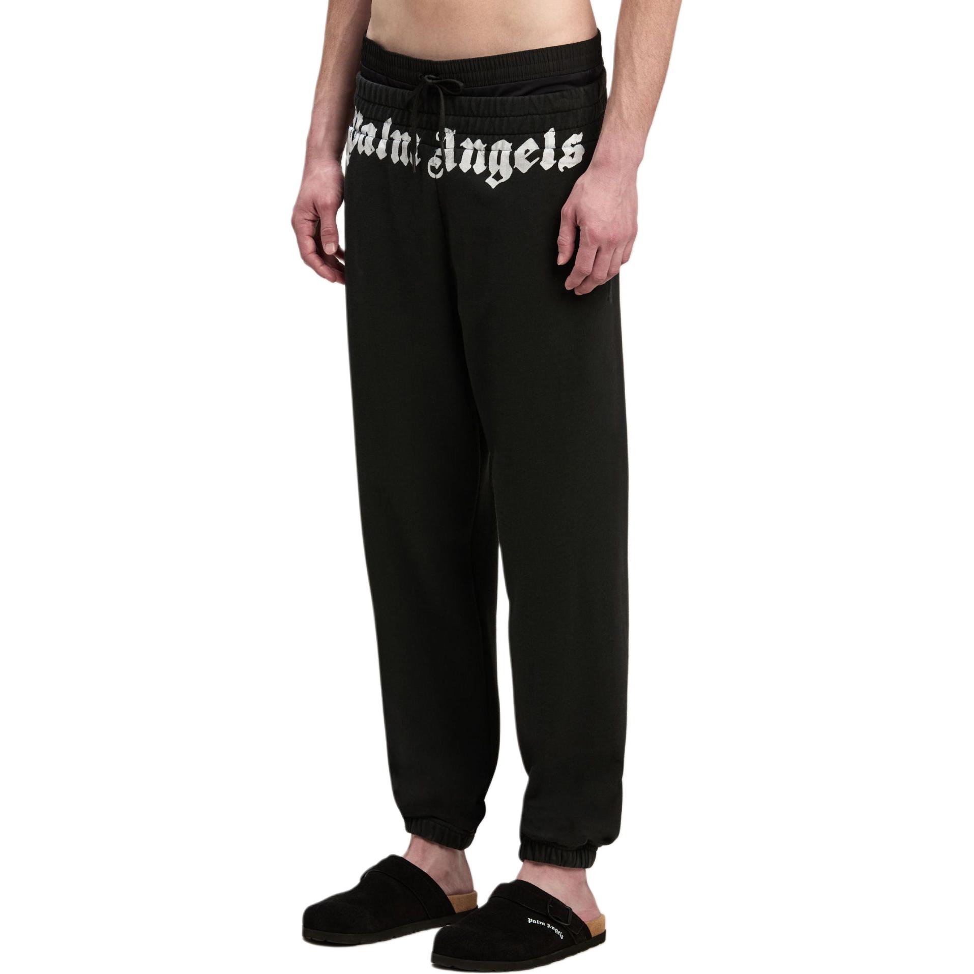 Purchase パームエンジェルス ロゴプリント エラスティックウエスト カジュアルパンツ ブラック PMCH013F24FLE0021003