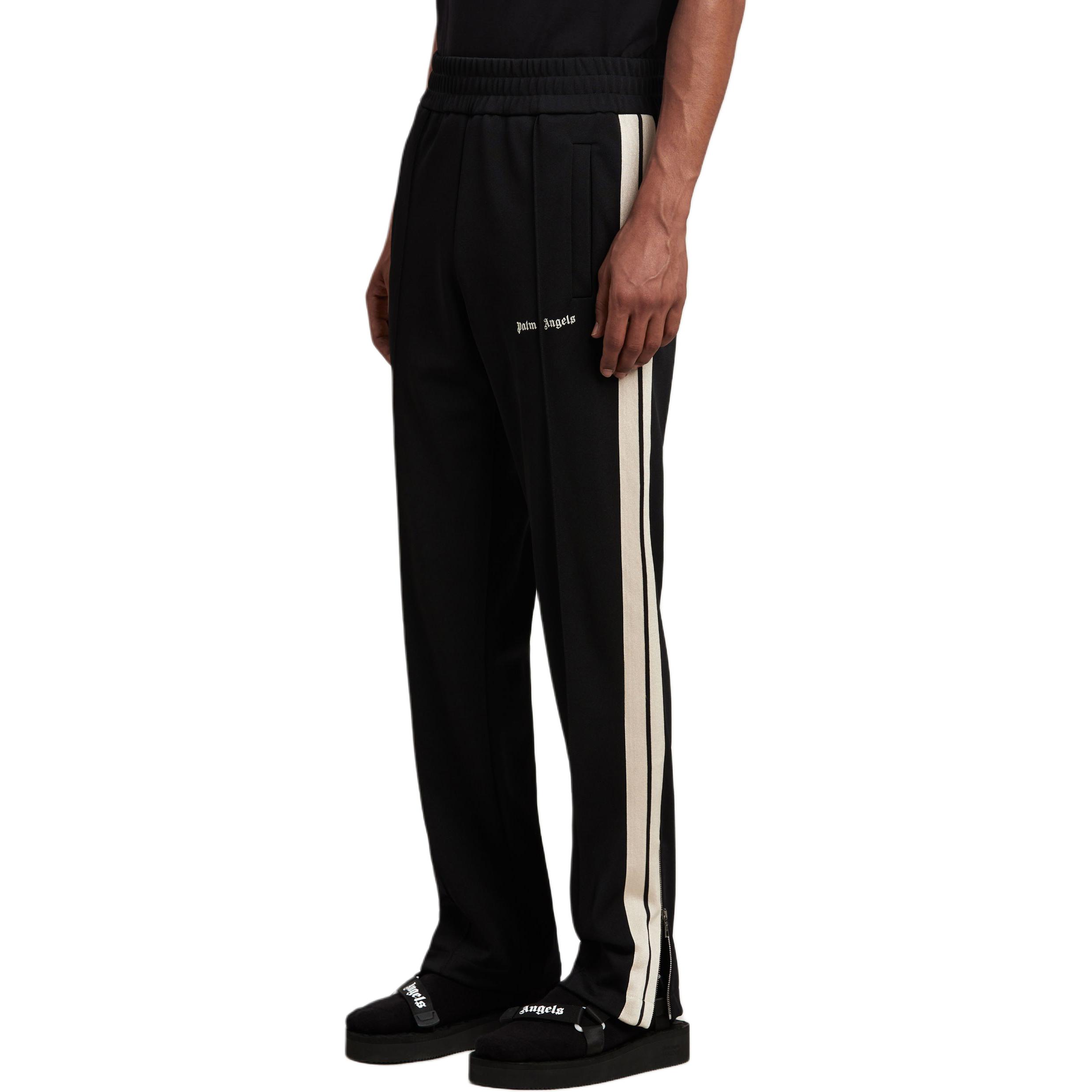 Purchase Palm Angels Logo Print Elastic Waist Casual Pants Men Black PMCJ020S24FAB0011003