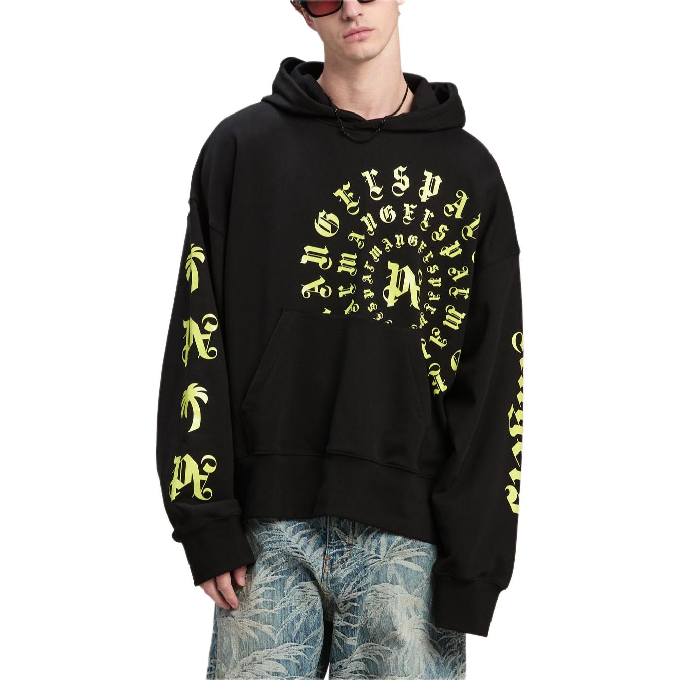 Lookbook Palm Angels Hoodie Logo Print Hitam PMBB058F24FLE0071054