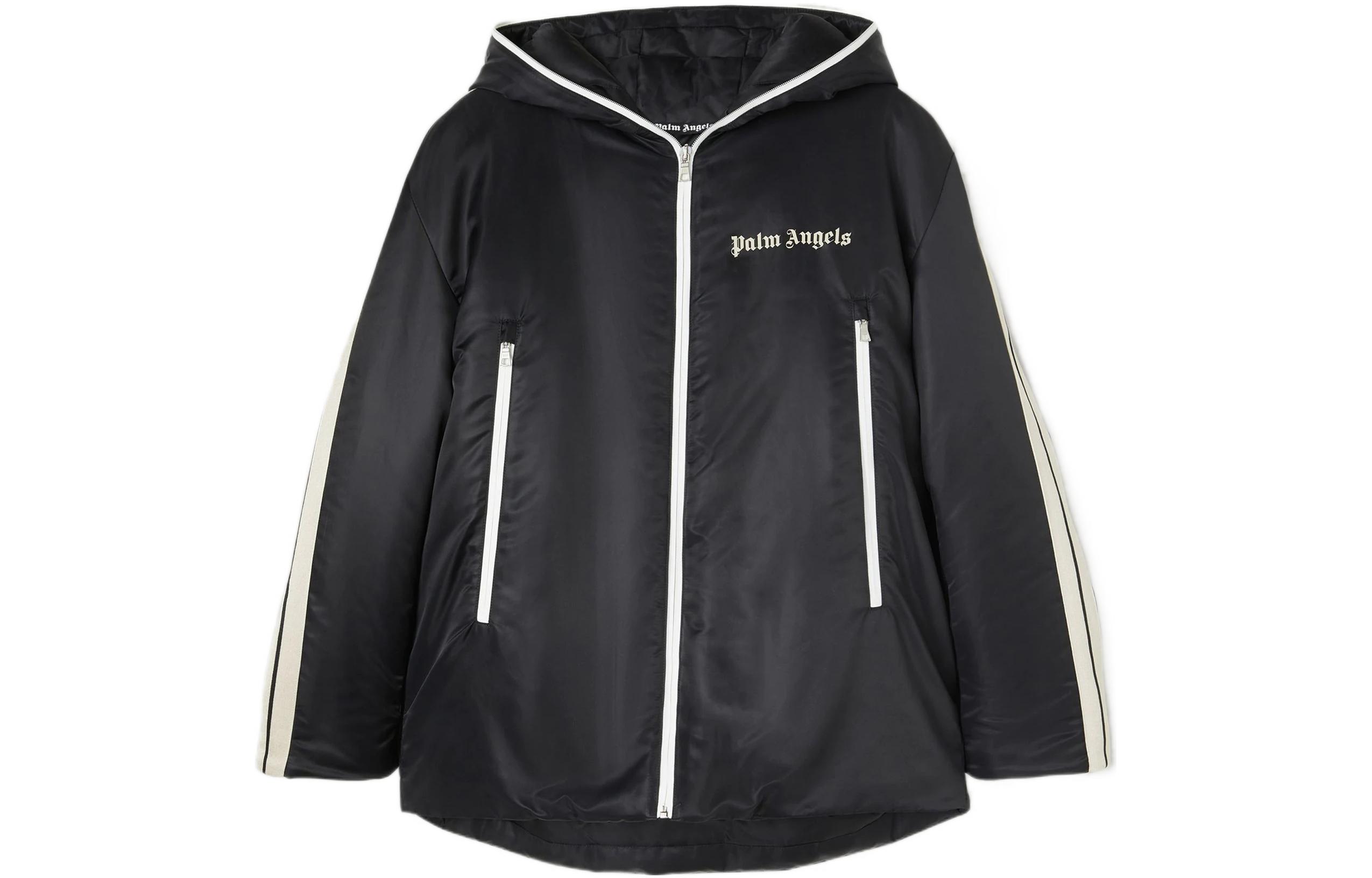 Palm Angels Logo Print Hoodie Jacket Black PMEA215S22FAB0011001