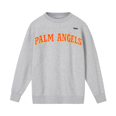 Palm Angels Logo Print Long Sleeve Sweatshirt Light Gray PMBA038R206360270788