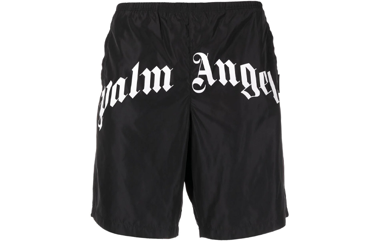 PALM ANGELS Logo Print Loose Fit Shorts Black. PMFA005S21FAB0011001