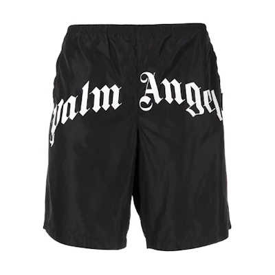 PALM ANGELS Logo Print Loose Fit Shorts Black. PMFA005S21FAB0011001
