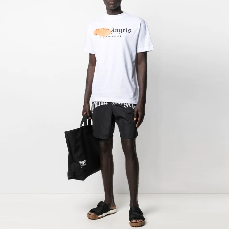 Lookbook パームエンジェルス ロゴプリント ルーズフィットショーツ ブラック PMFA005S21FAB0011001