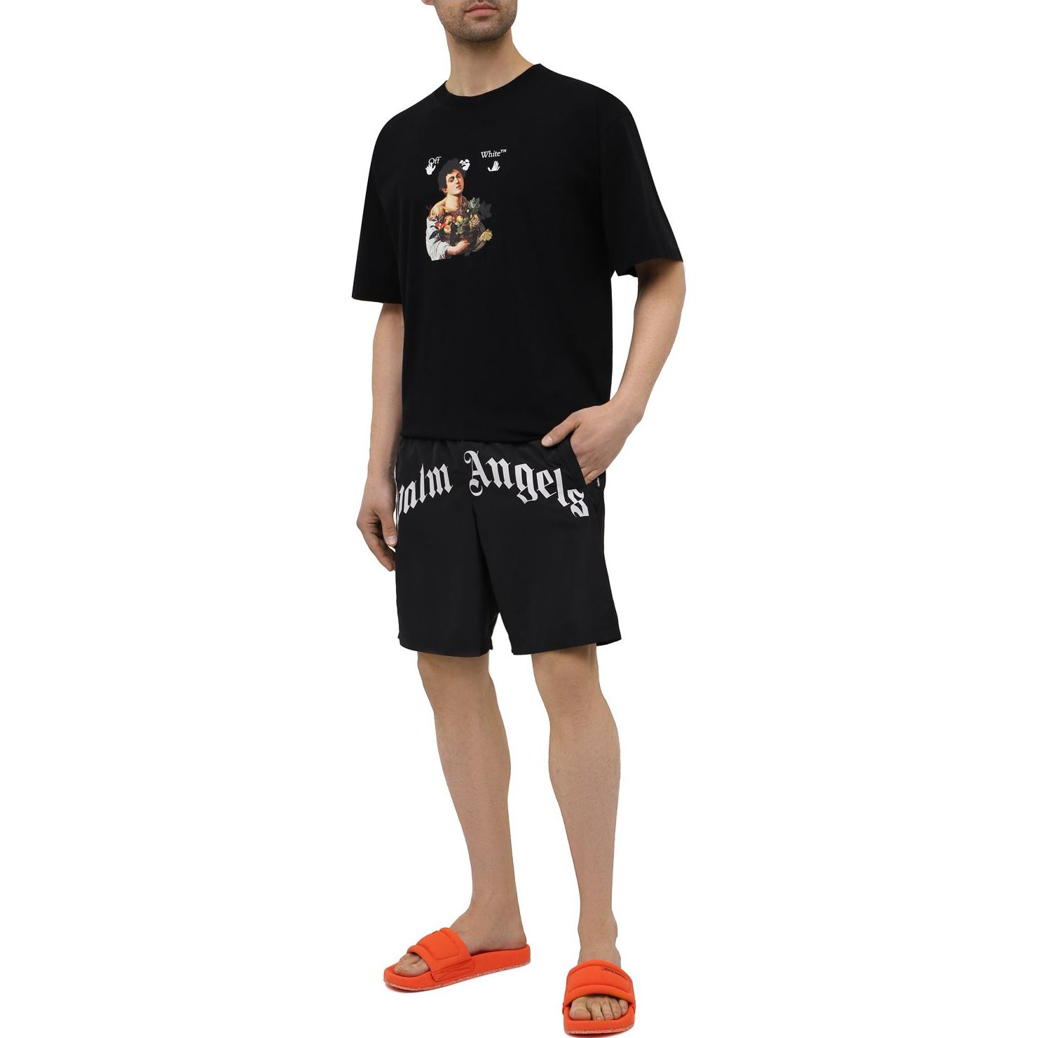 Purchase パームエンジェルス ロゴプリント ルーズフィットショーツ ブラック PMFA005S21FAB0011001