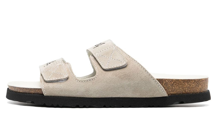 Palm Angels Logo Print Slide Sandals White 'Beige'