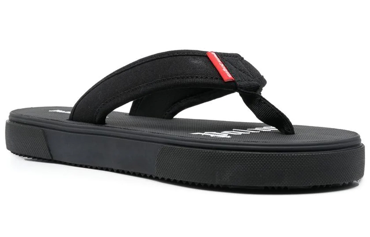 Lookbook Palm Angels Logo Tag Flip Flops 'Black' PMIO001S23FAB0011001