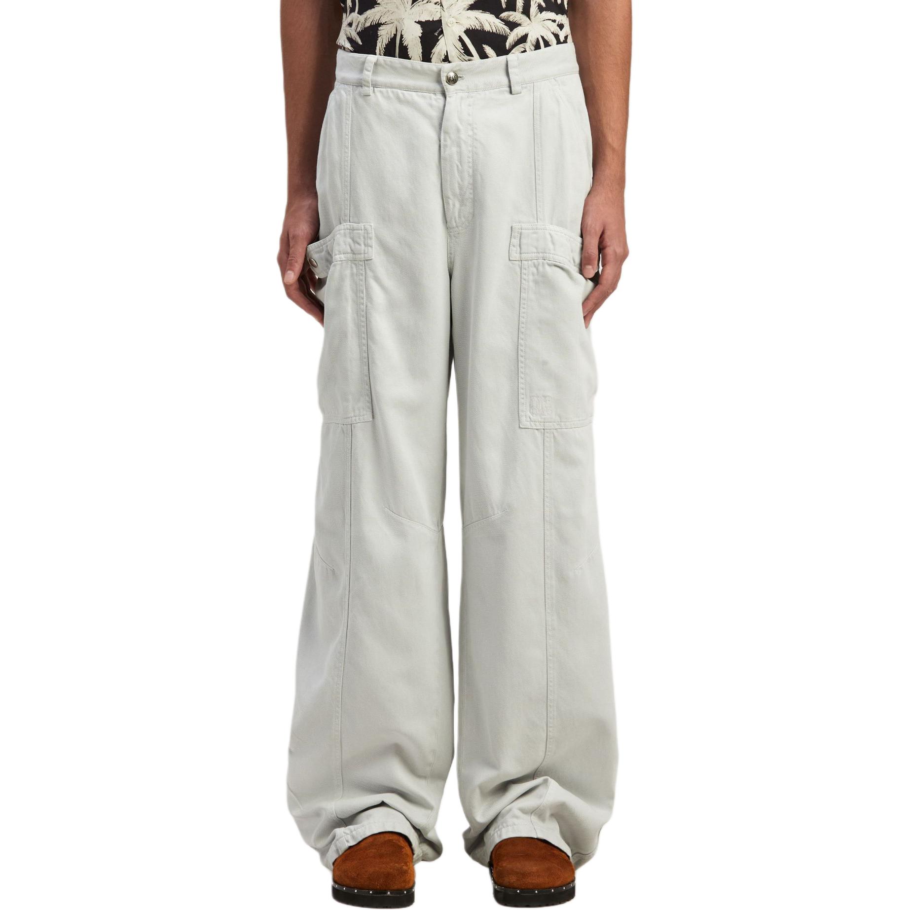 Lookbook Palm Angels Logo White Straight-Leg Track Pants Men’s Casual with Zipper Pocket. PMCA153R24FAB0010505