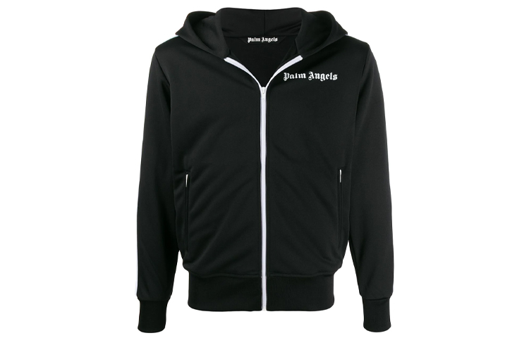 Palm Angels Logo Zip-Up Hoodie Black PMBD025R203840011001