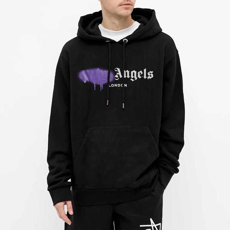 Shop パームエンジェルス ロンドン スプレーロゴ フーディー ブラック PMBB003F20FLE0031037